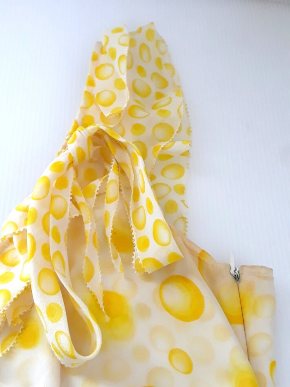 Escada Yellow Silk Dress Ruffles Bow Coquette Feminine - Picture 3 of 12